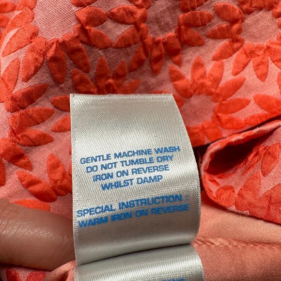 Boden Dress Women 10 Long Coral Orange Daisy Jacquard Floral Sheath Pockets - Picture 6 of 12
